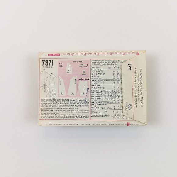 60s Simplicity Sewing Pattern 7371 Child’s Robe - Picture 9 of 9